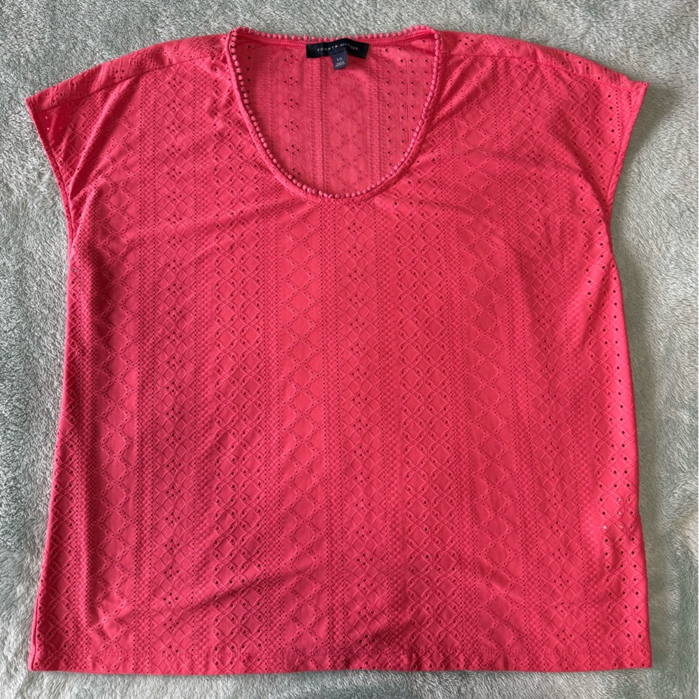 Tommy Hilfiger Pink Textured Sleeveless Top